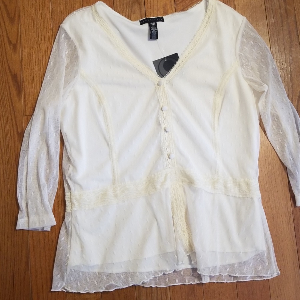 Apostrophe Cream Blouse Sz XL 18